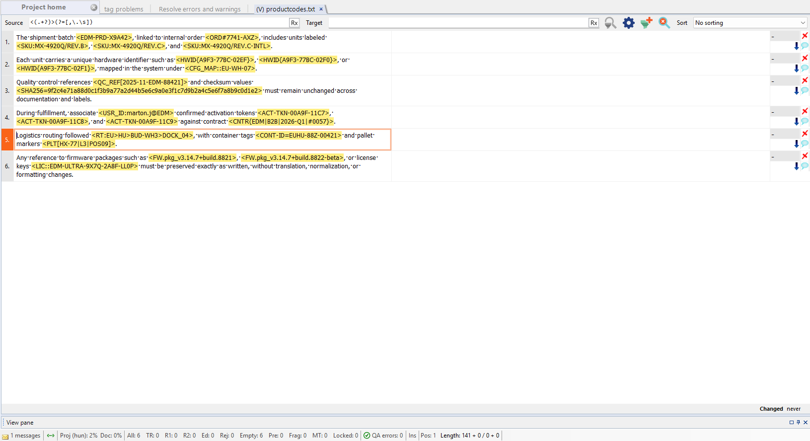 Source tagging result