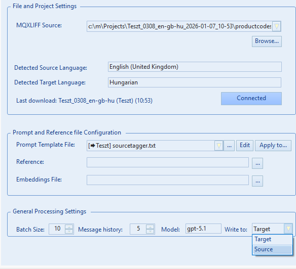 Write to Source setting